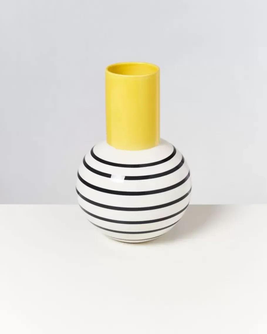 Motel a Miio Bola L^Bola Vase L Gelb Schwarz Gestreift