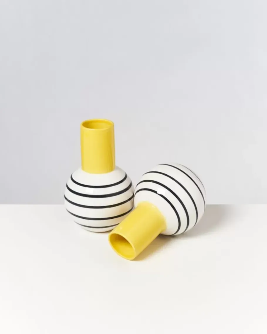 Motel a Miio Bola M^Bola Vase M Gelb Schwarz Gestreift