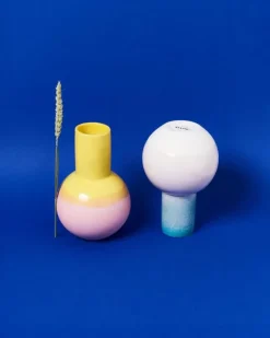 Motel a Miio Vasen^Bola Vase M Grun Rosa Gesprenkelt