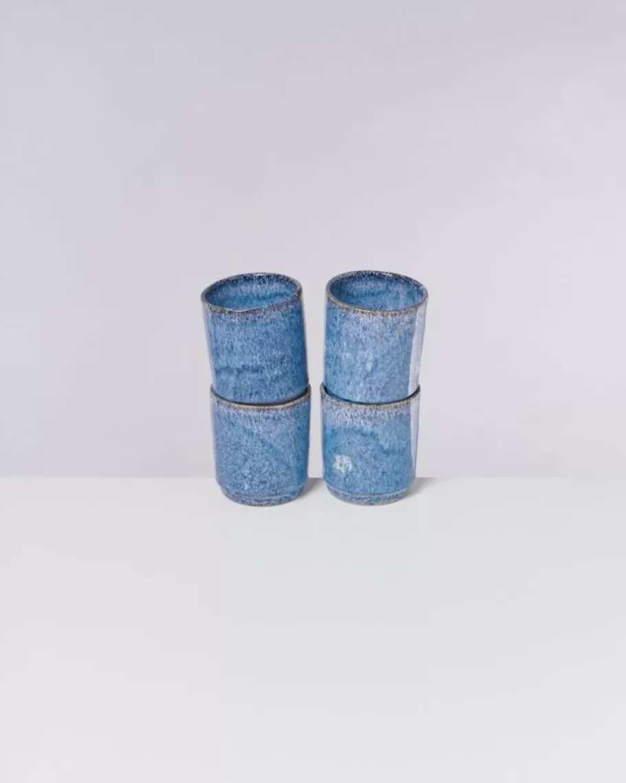 Motel a Miio 4 Teilige Sets^Cordoama 4Er Set Becher Gros Blau Gesprenkelt