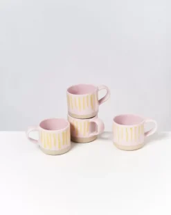 Motel a Miio Tassen & Becher^Nodoa 4Er Set Tasse Rosa Gelb Gestreift