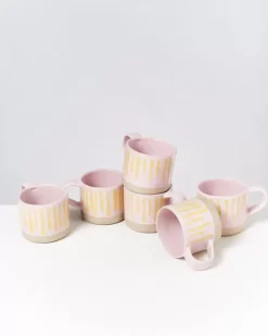 Motel a Miio 6 Teilige Sets^Nodoa 6Er Set Tasse Rosa Gelb Gestreift