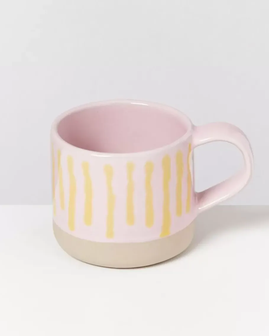 Motel a Miio Große Tassen^Nodoa Tasse Rosa Gelb Gestreift