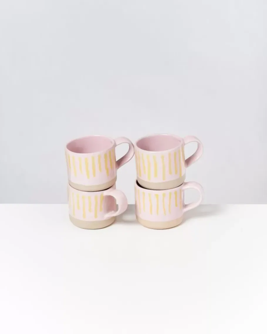 Motel a Miio Große Tassen^Nodoa Tasse Rosa Gelb Gestreift
