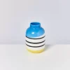 Motel a Miio Vasen^Nuno Vase M Schwarz-Weis Gestreift Mit Blau