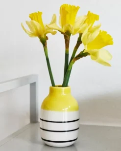 Motel a Miio Vasen^Nuno Vase S Gelb Schwarz Gestreift