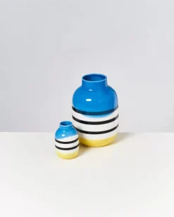 Motel a Miio Nuno S^Nuno Vase S Schwarz-Weis Gestreift Mit Blau