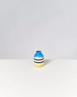 Motel a Miio Vasen^Nuno Vase S Schwarz-Weis Gestreift Mit Blau