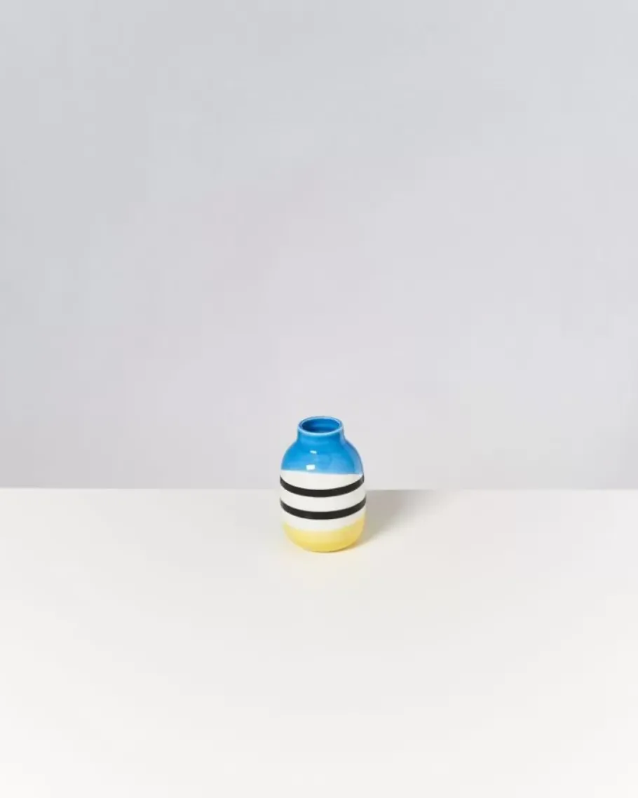 Motel a Miio Vasen^Nuno Vase S Schwarz-Weis Gestreift Mit Blau