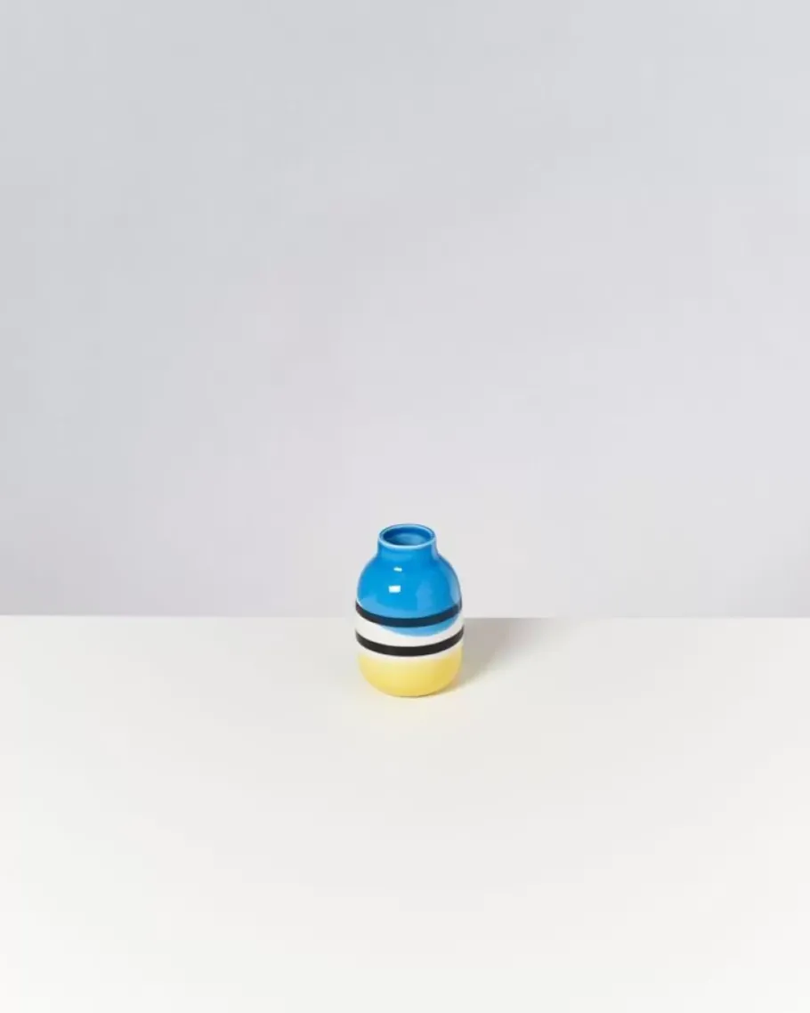 Motel a Miio Vasen^Nuno Vase S Schwarz-Weis Gestreift Mit Blau